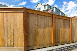 A tall wooden Privacy Fence in Champaign IL