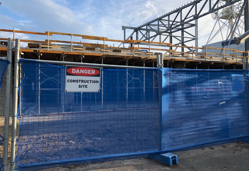 Rental fencing around a construction site