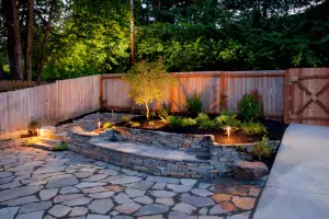 Hohulin Fence Co., Fence Installers in Peoria IL, set up wood privacy fencing for an outdoor living area