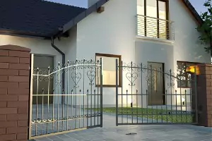 Fence Companies East Peoria IL 2 A beautiful meetal fence and gate are seen. Hohulin Fence is the best of the Fence Companies in East Peoria IL.